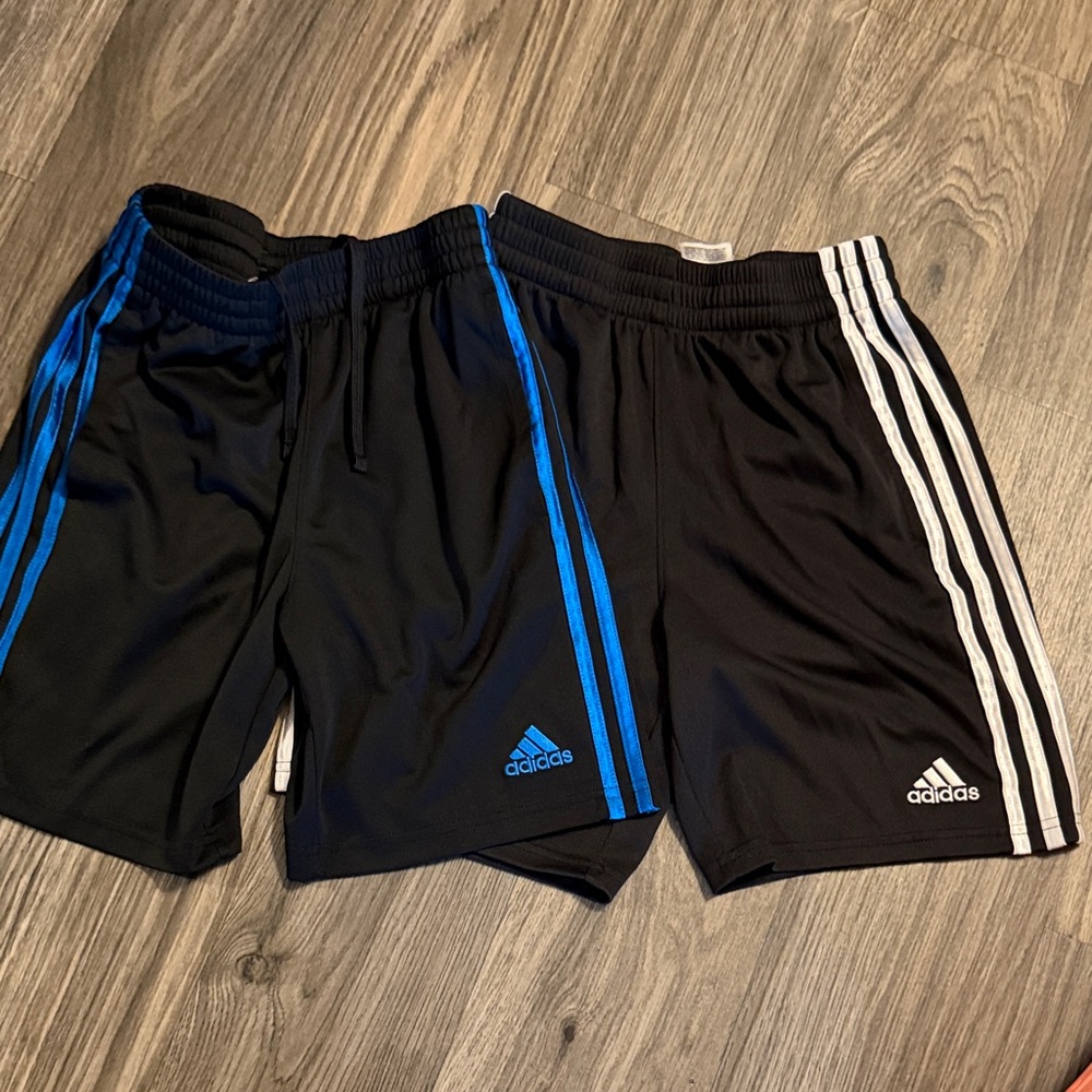 Adidas kids Black Shorts with Blue and White Accents (2 pairs)